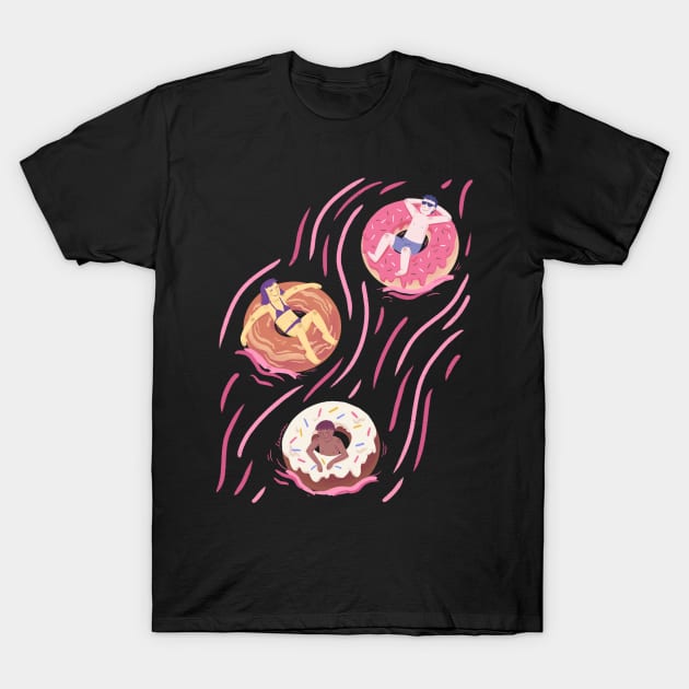 Lazy Donut River T-Shirt by leanzadoodles